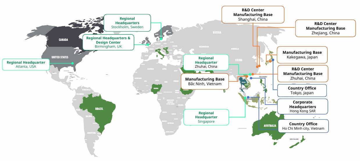 NVC global footprint map showing all world locations